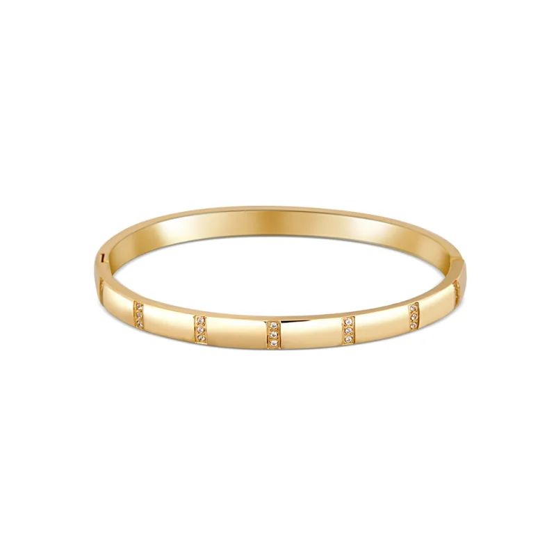 JVD Dámský ocelový rose gold náramek se zirkony SSSB0082XI8GO00