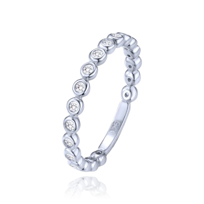 MINET Elegantní stříbrný prsten s bílými zirkony vel. 54 JMAN0640SR54