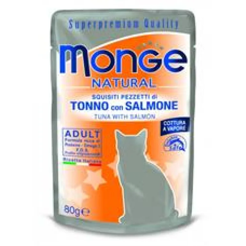 MONGE NATURAL kapsička pro kočky 80 g tuňák v želé se sleděm