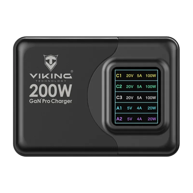 Viking USB GaN charger 200W PD PRO/ sieťový adaptér/ Output:3xUSB-C,…