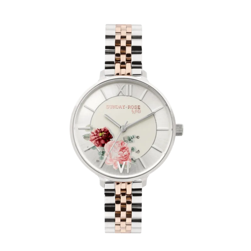 JVD Dámské elegantní náramkové hodinky SUNDAY ROSE Spirit BICOLOR SUN-S12
