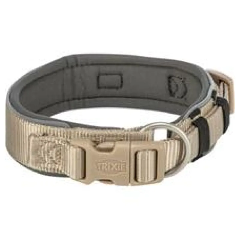 PREMIUM obojek EXTRA široký, písková/grafit S-M: 33-42 cm/35 mm