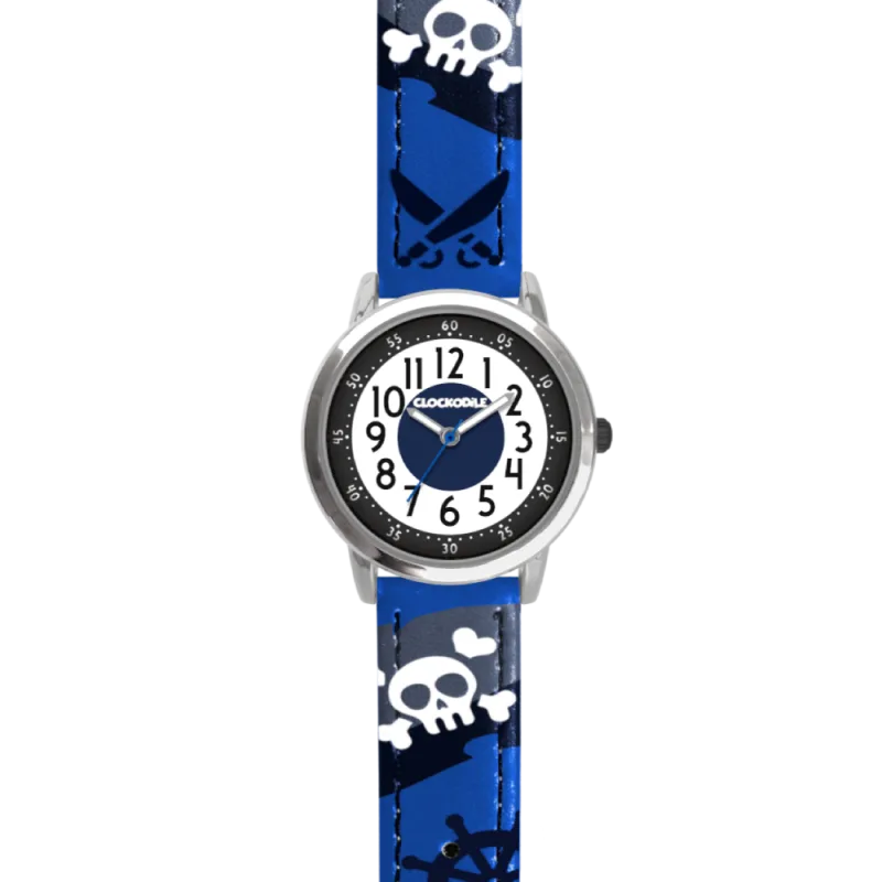 CLOCKODILE Dětské svítící modré chlapecké hodinky PIRÁTI CWB0060