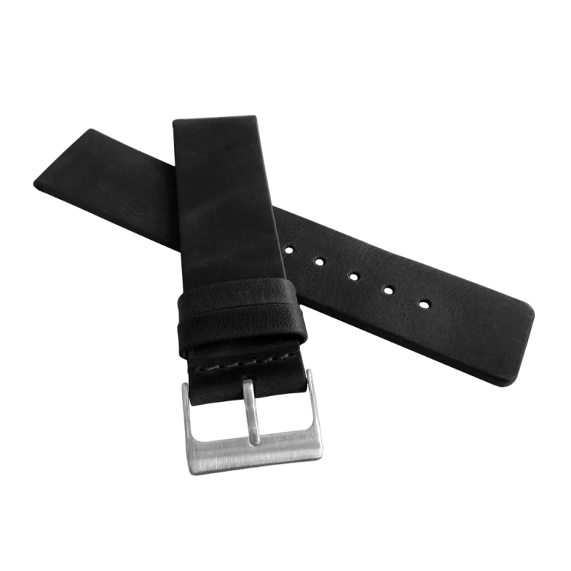 Černý hladký řemínek LAVVU PLAIN z luxusní kůže Top Grain - 18mm LSCUB18