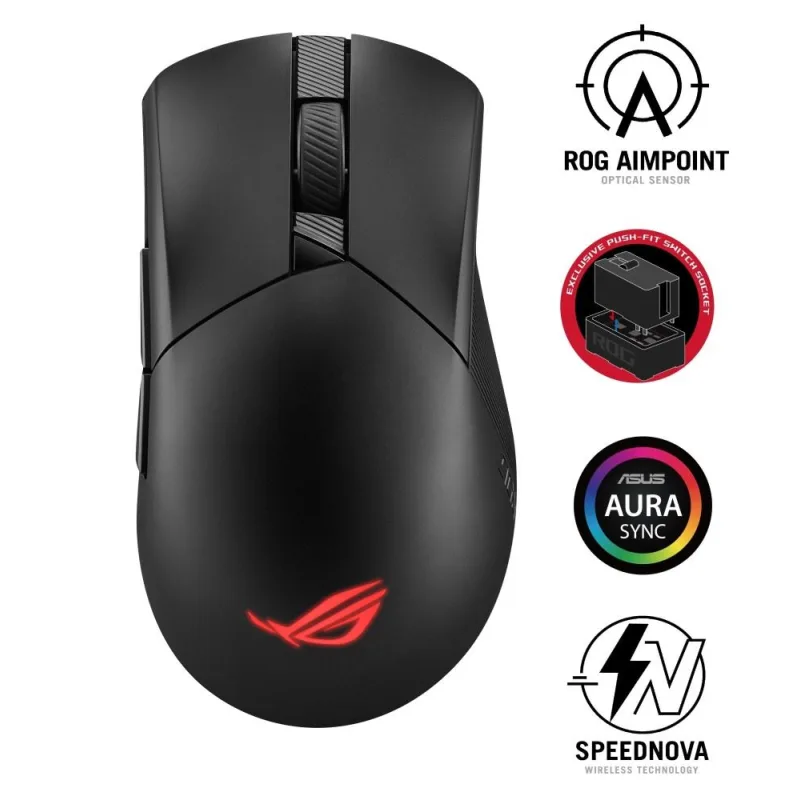 ASUS myš P711 Gladius III AimPoint, Bezdrátová, 2.4GHz, BT 5.1, černá…