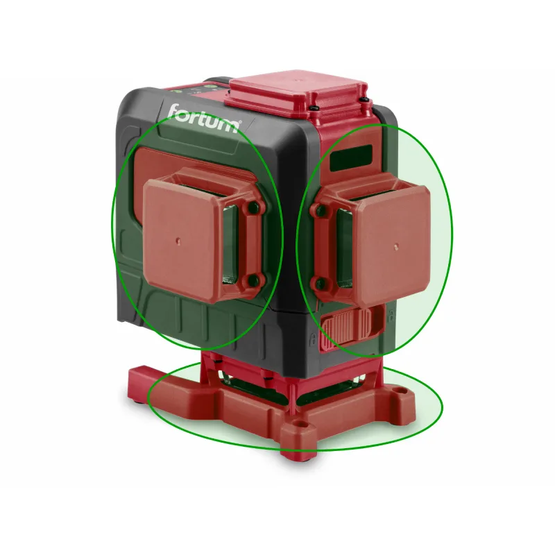 Laser líniový, krížový samonivelačný, zelený, 3D (3x360°), Li-ion akumulátor, USB nabíjanie, FORTUM