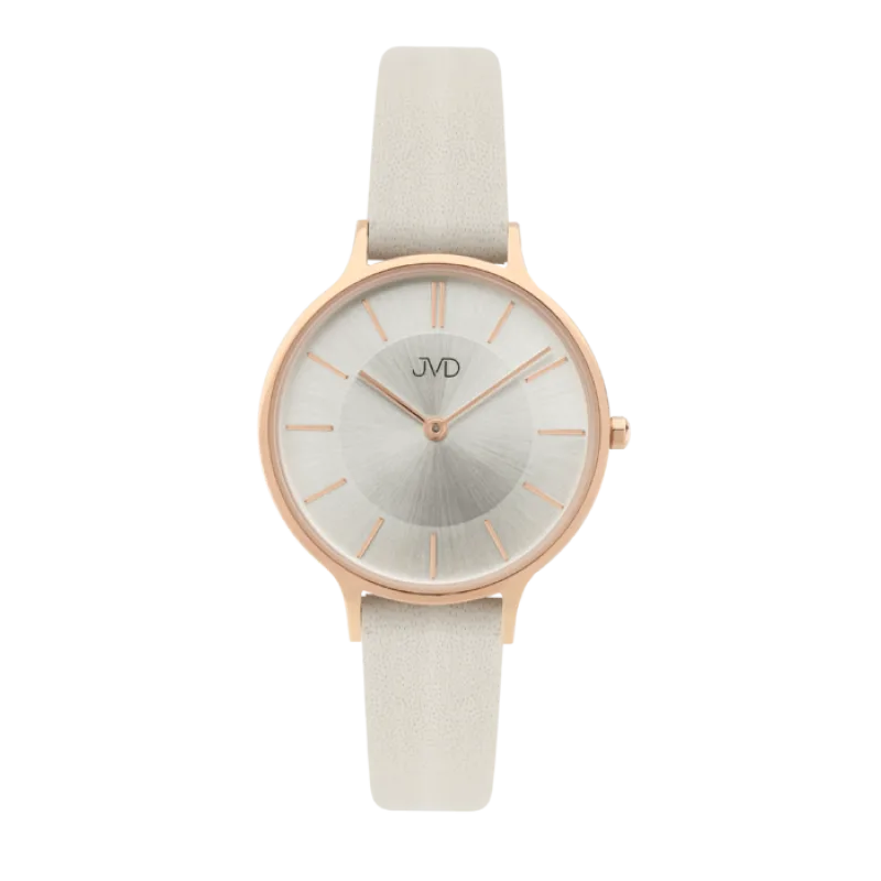 Dámské módní designové hodinky JVD JZ202.4 s řemínkem z pravé kůže