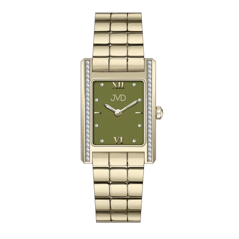 JVD Dámské hranaté zlacené náramkové elegantní šperkové hodinky JVD JG1041.3