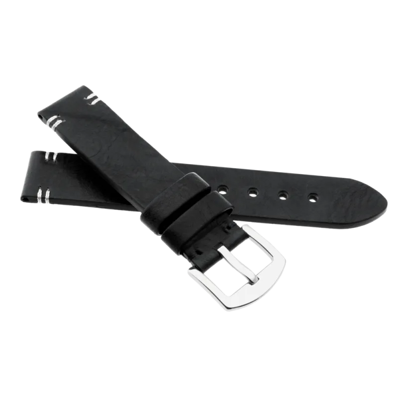 JVD Kožený unisex černý řemínek na hodinky R41801/22