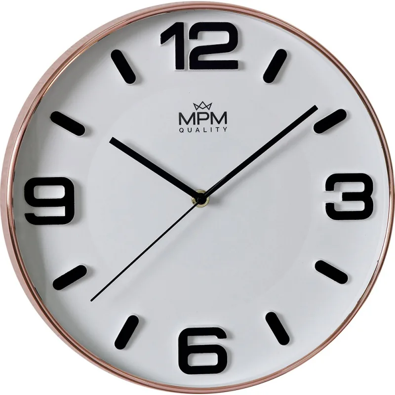MPM Moderní růžovo-bílé kulaté hodiny MPM Rose Modern I - E01.3901.8200