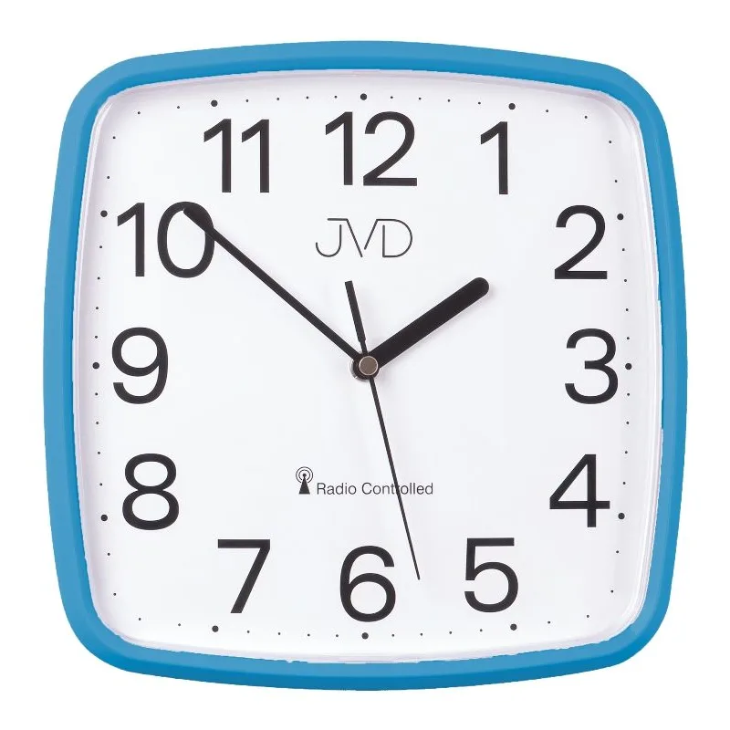 Modré hranaté rádiem řízené přesné levné hodiny JVD RH616.5