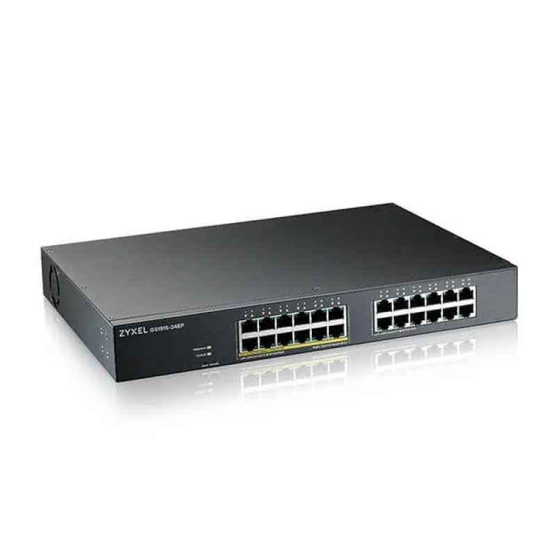 ZyXEL GS1915-24EP, 24-port GbE, 12 port PoE, 130 Watt 802.3at, rackmount,…