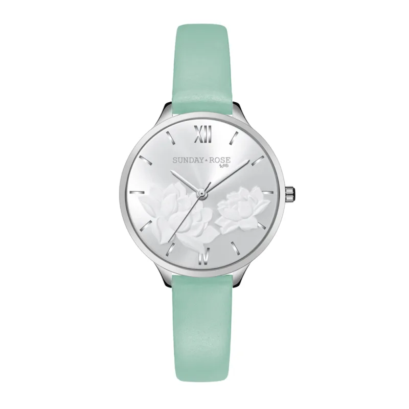 SUNDAY ROSE Dámské designové hodinky SUNDAY ROSE Fashion Pastel Green SUN-F13