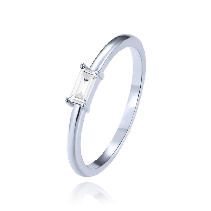 MINET Stříbrný prsten s bílým zirkonem vel. 55 JMAN0639SR55