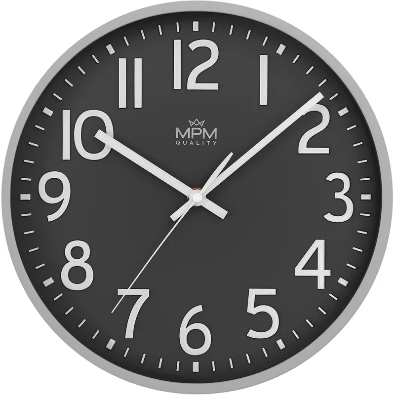 MPM Nástěnné černo-šedé elegatní hodiny MPM Naxer - C E01.4505.9290