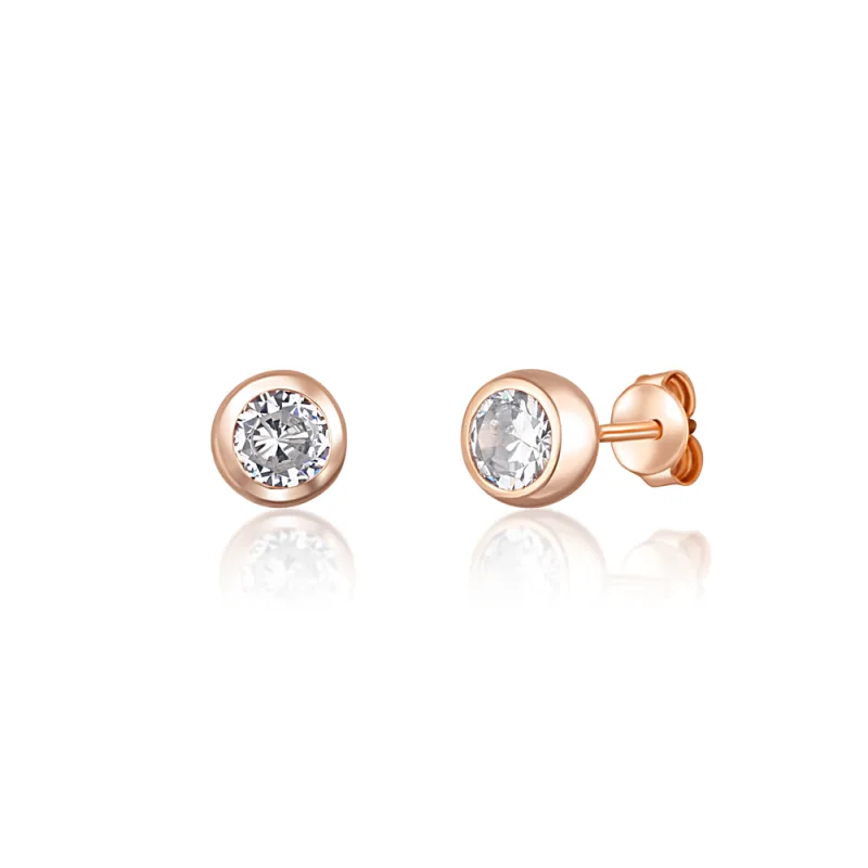 JVD Dámské stříbrné rose gold náušnice se zirkony na puzetku SVLE0897XH2RO07