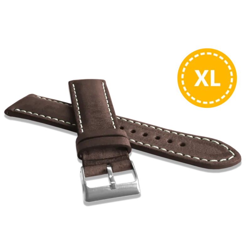 LAVVU XL Prodloužený přírodně barvený tmavě hnědý řemínek NATURE z kůže Top Grain - 20 XL