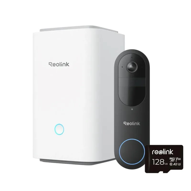 REOLINK bezpečnostní video zvonek D340B + Hub 1 + 128GB microSD…