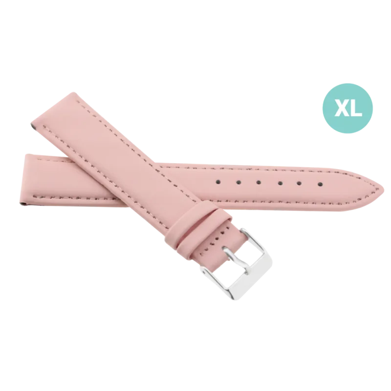 JVD Dámský růžový kožený prošívaný řemínek na hodinky R17426/14XL