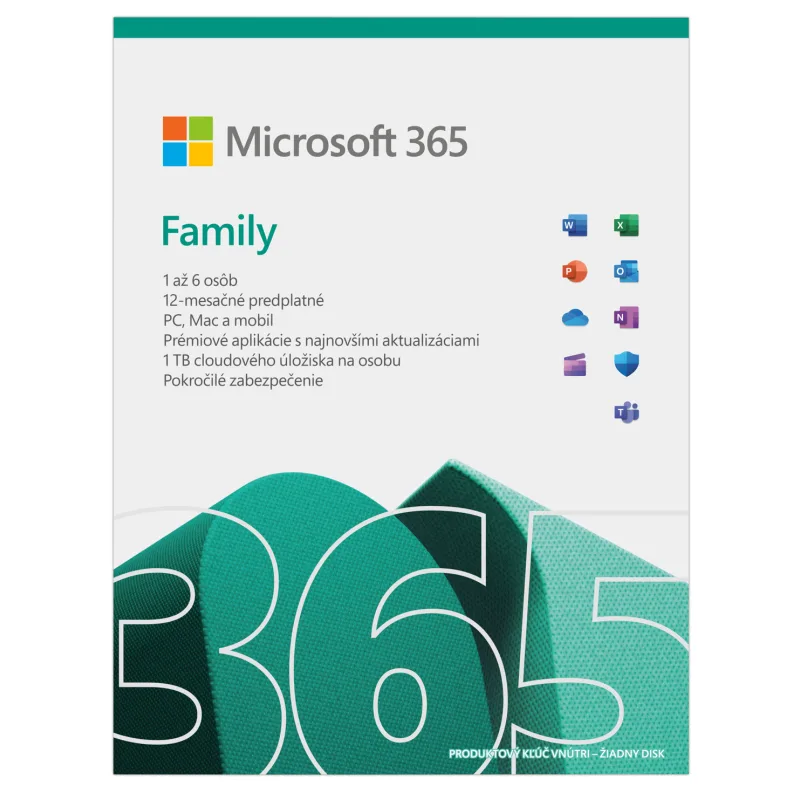 Microsoft 365 Family SK - box, predplatné 1 rok, až 6 osôb 6GQ-01948