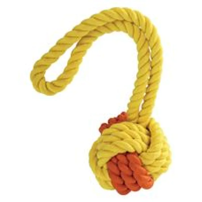 Kombinovaný Monty míč přírodní guma a bavlna s poutkem HipHop ø 6,5 cm/ 24 cm, žluto/oranžová
