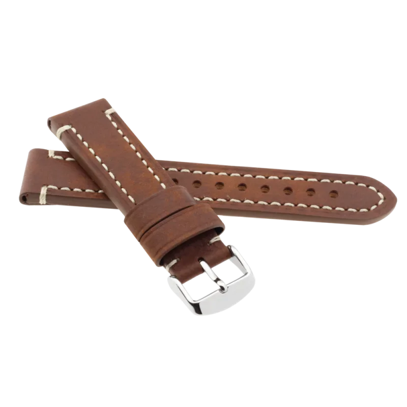 JVD Kožený unisex hnědý řemínek na hodinky R42003/24