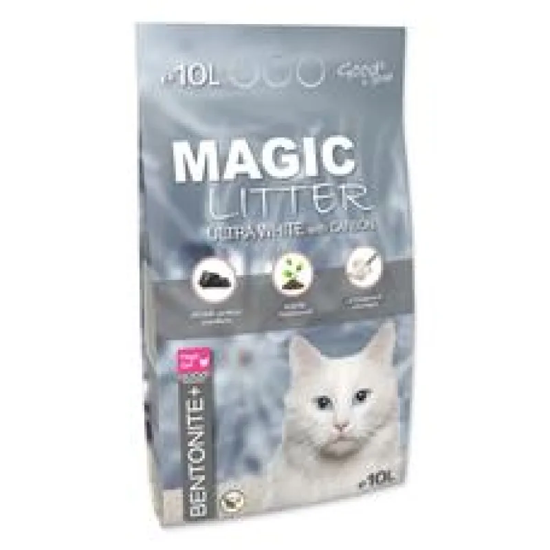 Kočkolit MAGIC LITTER Bentonite Ultra White with Carbon 10 l - (8,4 kg) - poškozený obal - 1 KS SKLADEM