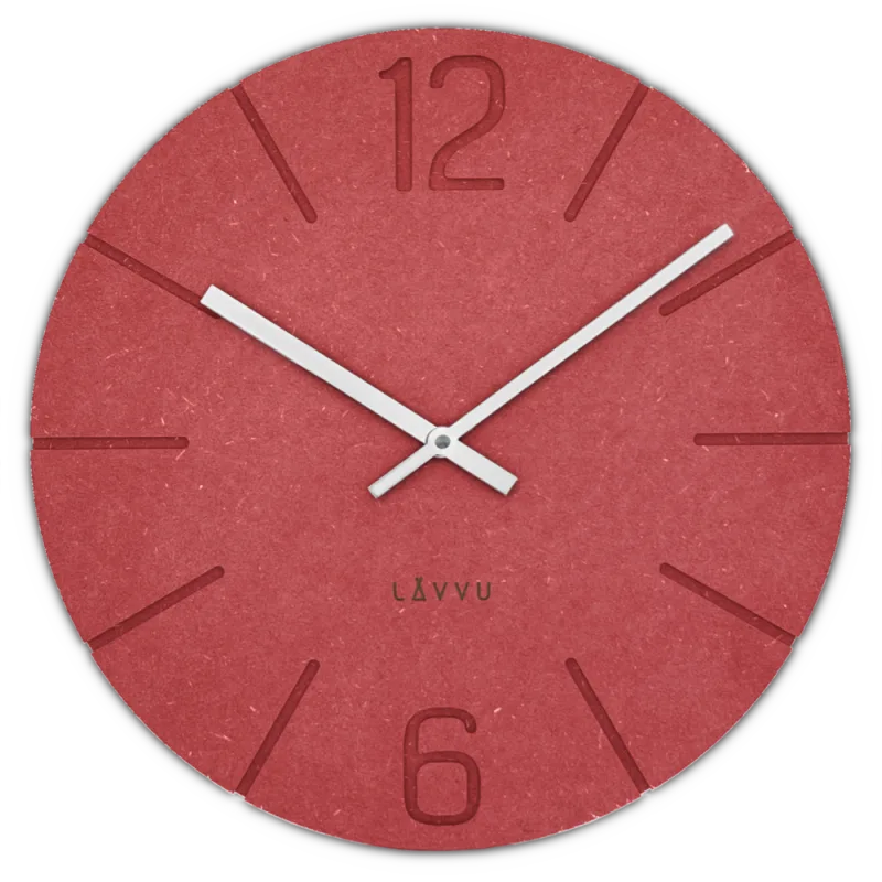 LAVVU Červené design hodiny Natur vyrobené v Čechách ⌀34cm LCT5023