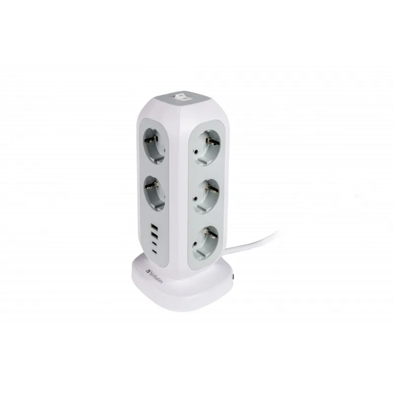 VERBATIM EU Power Tower EUPT-01 Nabíjecí stanice , 11x 230V, 2x USB-C, …