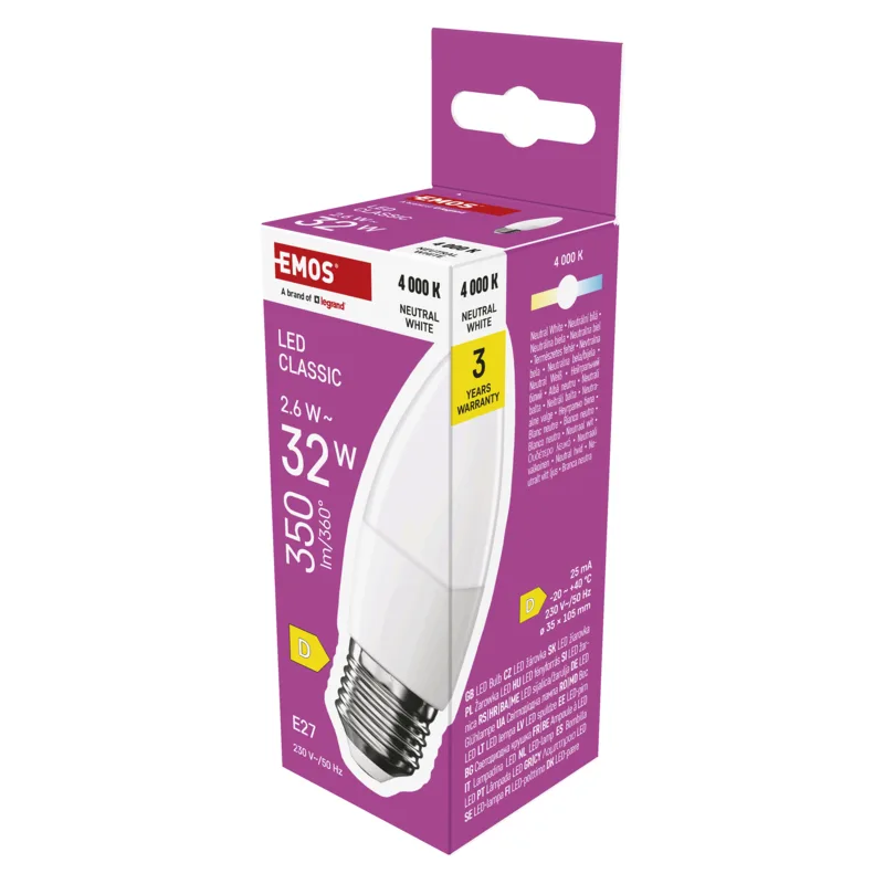 EMOS LED CLS CANDLE 2, 5 W (32 W) 350lm E27 NW 1525733463