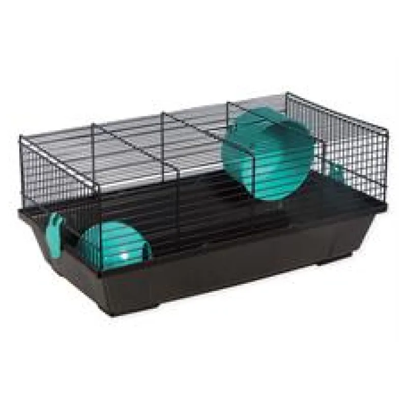 Klec SMALL ANIMAL Viktor černá s modrou výbavou 1 ks