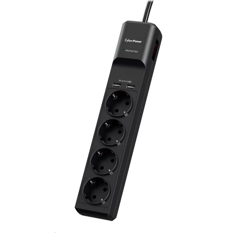 CyberPower Surge Buster™ 4 zásuvky, 2xUSB, 1.8m, nemecký, nový P0420SUD0…