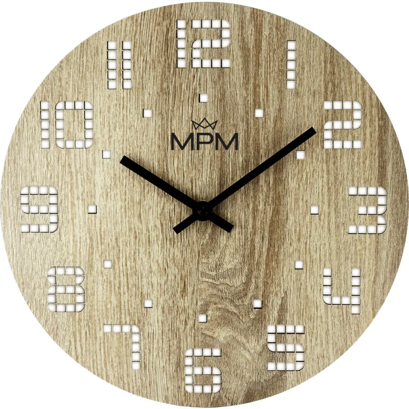 MPM Dřevěné nástěnné hodiny MPM Pixel - B E07M.4117.50