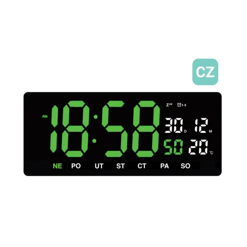 JVD Digitální černé nástěnné hodiny s LED zelenými číslicemi JVD DH3604.4