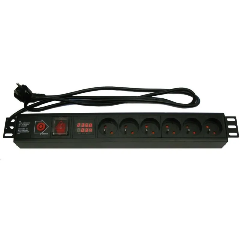 19"" rozvodný panel XtendLan 6x 230V, ČSN, vypínač, …
