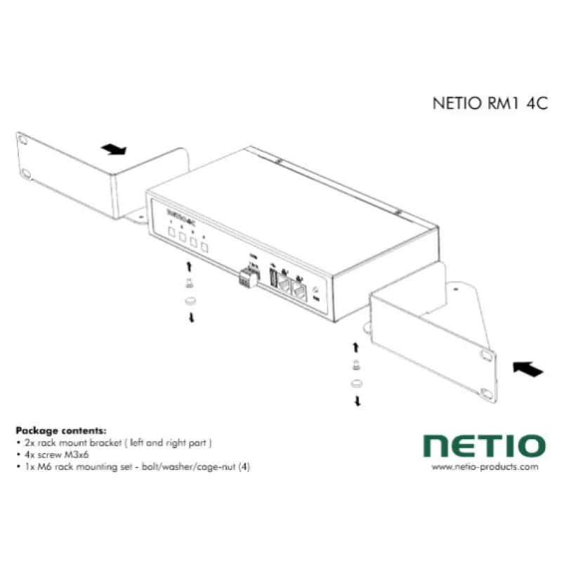 NETIO RM1 4C 19" 1U montážní držák pro 1x PowerPDU 4C ACCS-RM1-4C