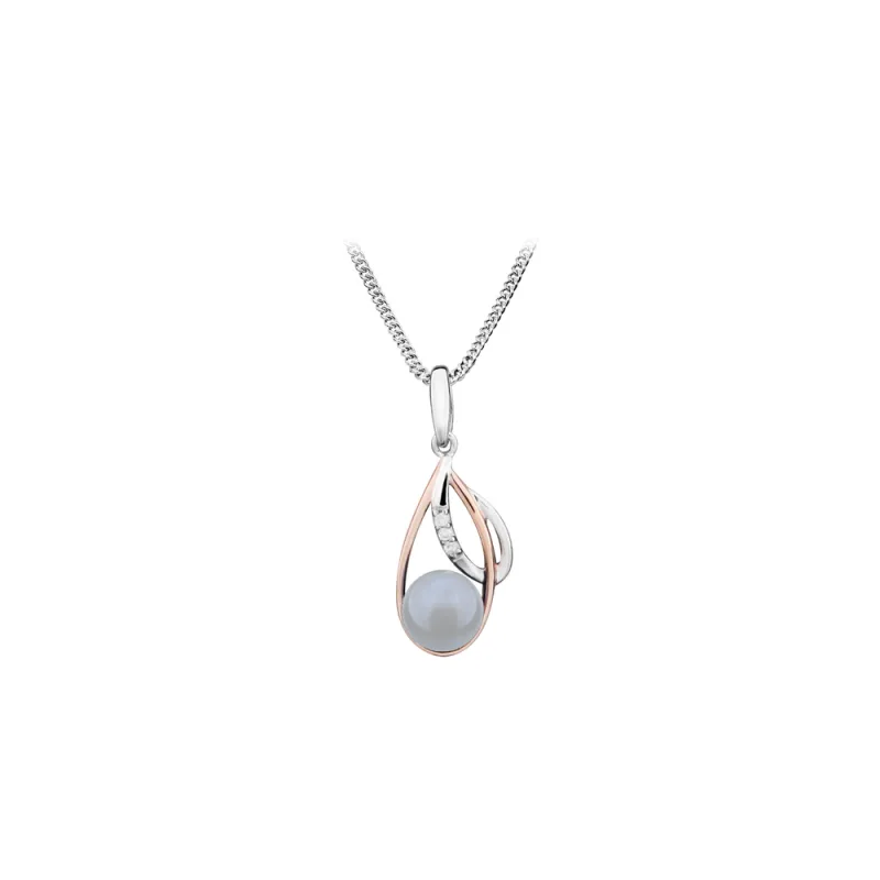 JVD Dámský stříbrný rose gold přívěsek se zirkony a perlou SVLP0233SH8P600