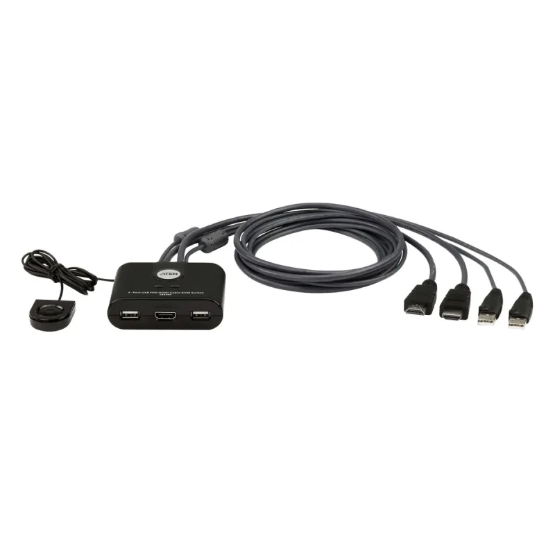 ATEN 2-port mini HDMI KVM USB, integrované kabely, tlačítko pro…