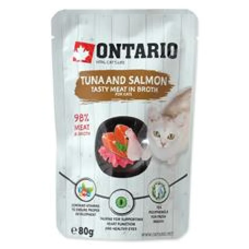 Kapsička ONTARIO Cat Tuna and Salmon in Broth 80 g