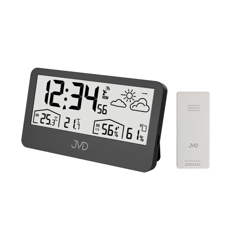 JVD Digitální rádiem řízená černá meteorologická stanice JVD RB3407.1