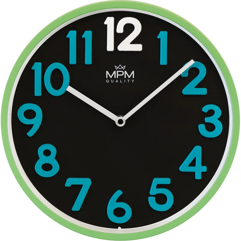 MPM Dětské nástěnné zelené hodiny MPM Meridi - B E01.4504.40