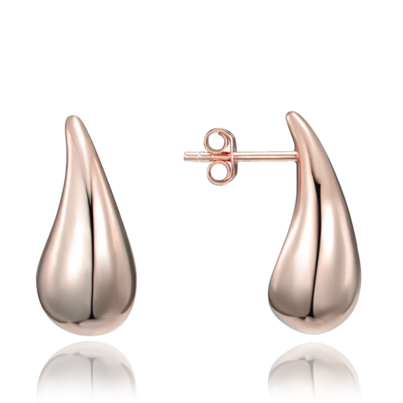 MINET Rose gold stříbrné náušnice velké kapky JMAN0565RE01
