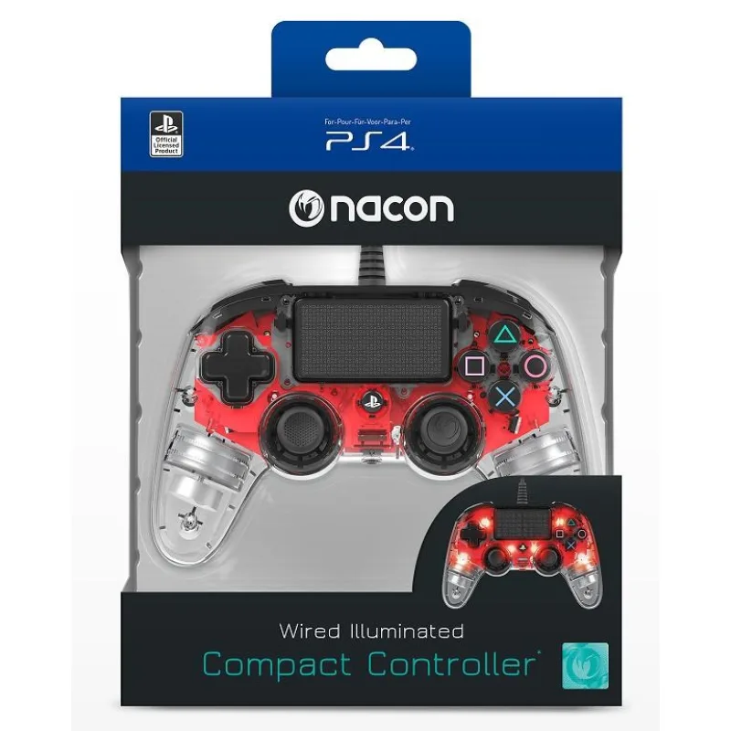 Nacon Wired Compact Controller - ovladač pro PlayStation 4 - průhledný…