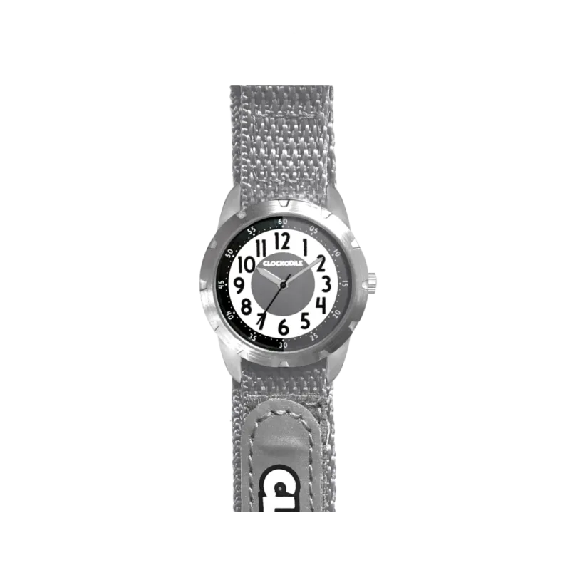 Šedé reflexní dětské hodinky na suchý zip CLOCKODILE REFLEX CWX0022