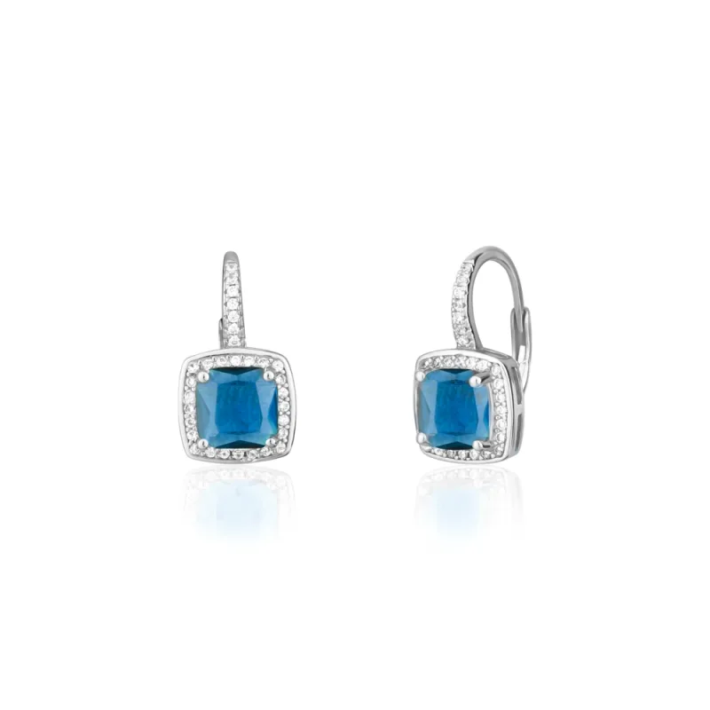 JVD Dámské stříbrné klasické náušnice s blue topazy na patent SVLE0623SH2M200