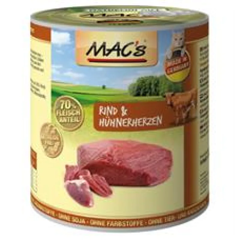 Konz. MACs Cat HOVĚZÍ a KUŘECÍ SRDCE 200 g