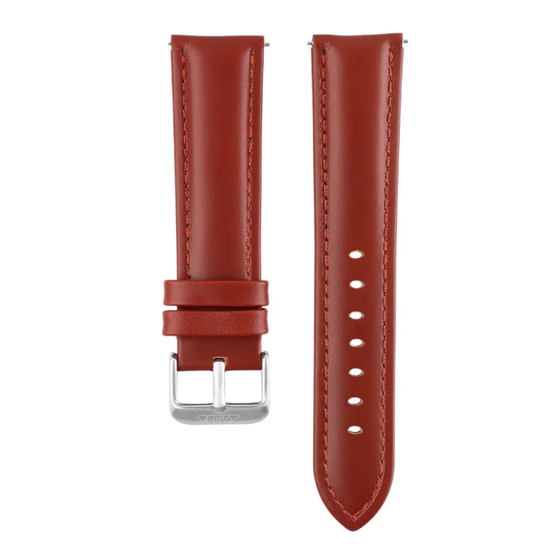 PRIM Kvalitní prošívaný kožený řemínek PRIM RB.13231 (22 mm) - kaštanový RB.13231.2220.5555.L1