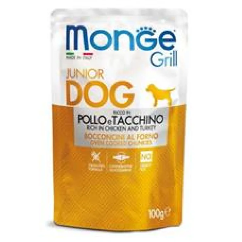 MONGE GRILL JUNIOR kapsička kuřecí s krůtou pro štěňata 100 g