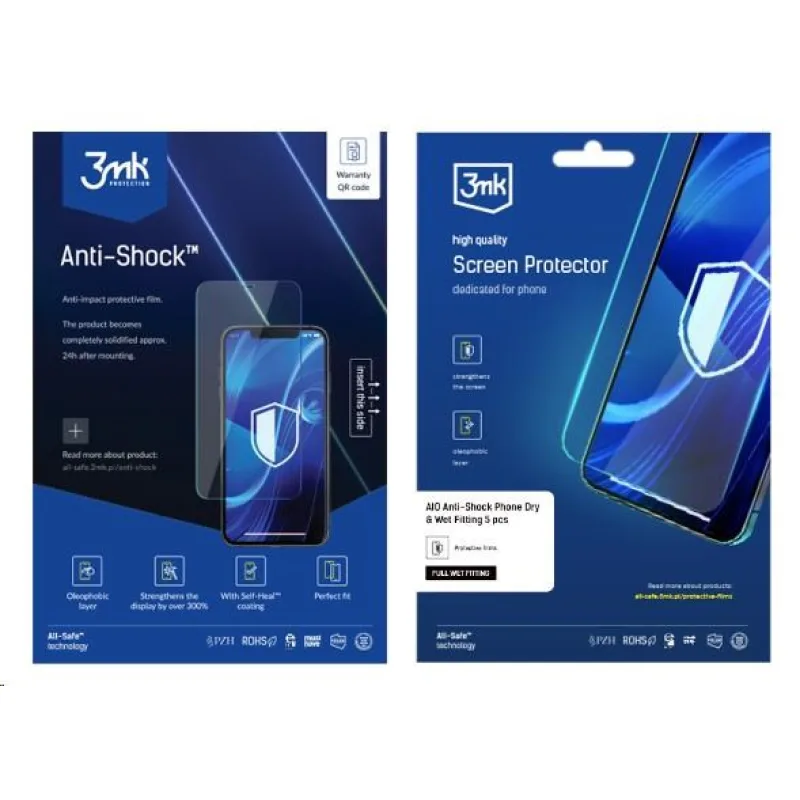 3mk All-Safe - AIO fólie Anti-shock Full Wet Fitting Phone, 5 ks…