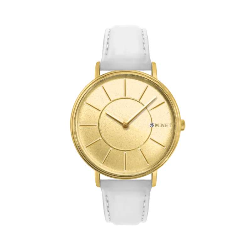 Třpytivé zlato-bílé dámské hodinky MINET BROADWAY GOLD STAR MWL5030